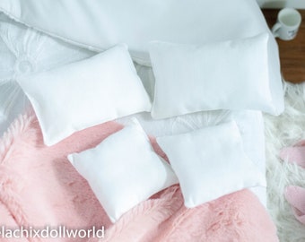 Miniature pillow, white set of 4, miniature pillow, dollhouse pillow, diorama, roombox, dollhouse accessories, prop dollhouse
