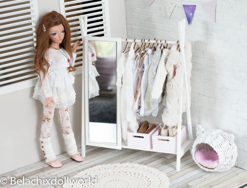 14 Miniature Clothing Rack Doll Wardrobe 10 Hangers BJD Etsy