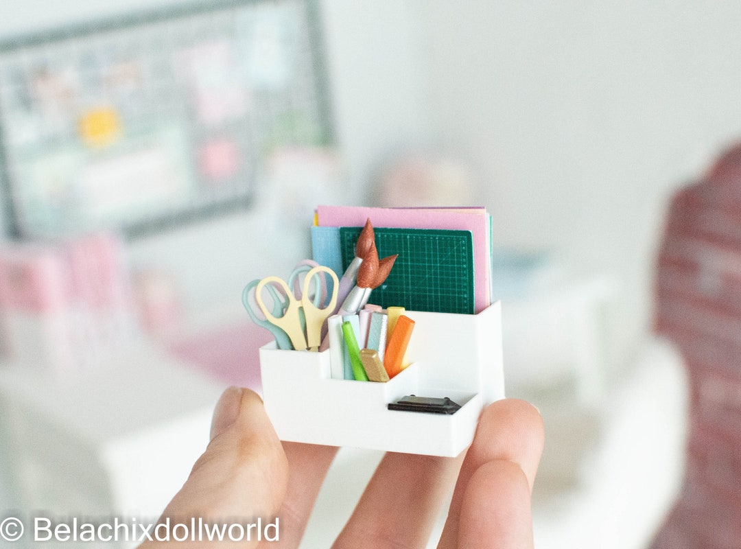 1/4, 1/6 Miniature Desk Organizer, Dollhouse Pencil Holder, Miniature