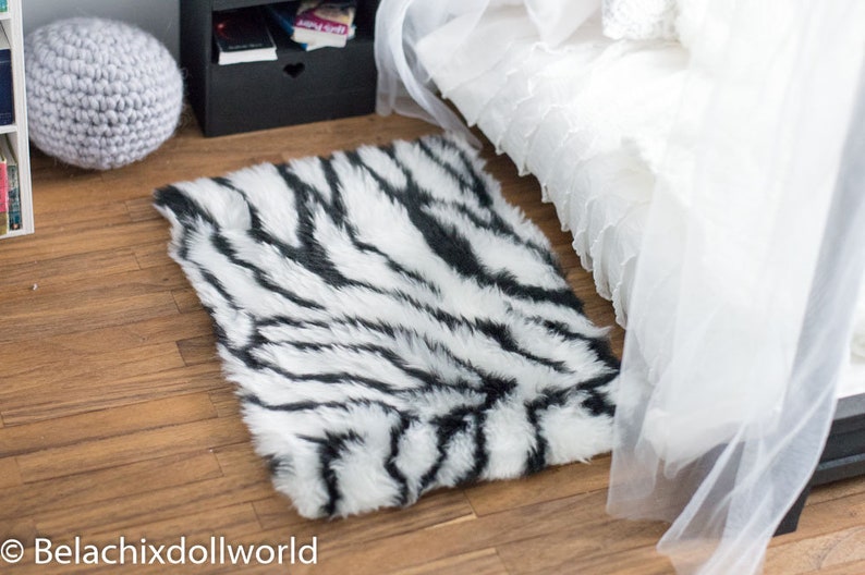 Miniature zebra rug dollhouse fluffy rug rug dollhouse rug Etsy