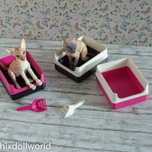 1:4 or 1/6, Miniature Cat Litter Box + Scoop, BJD Cat, Miniature Cat ...
