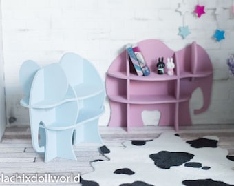 1/6 Größe Miniatur Elefant Regal, Puppenhaus Regal, BJD, Diorama, Roombox Puppenhaus