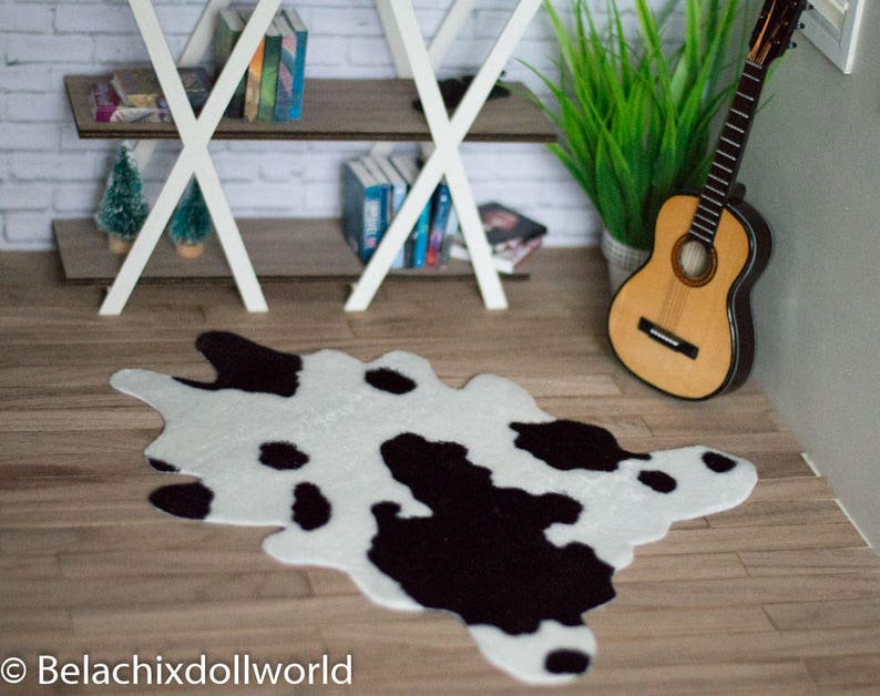 Miniature Cow Hide Cow Hide Rug Miniature Rug Dollhouse Etsy