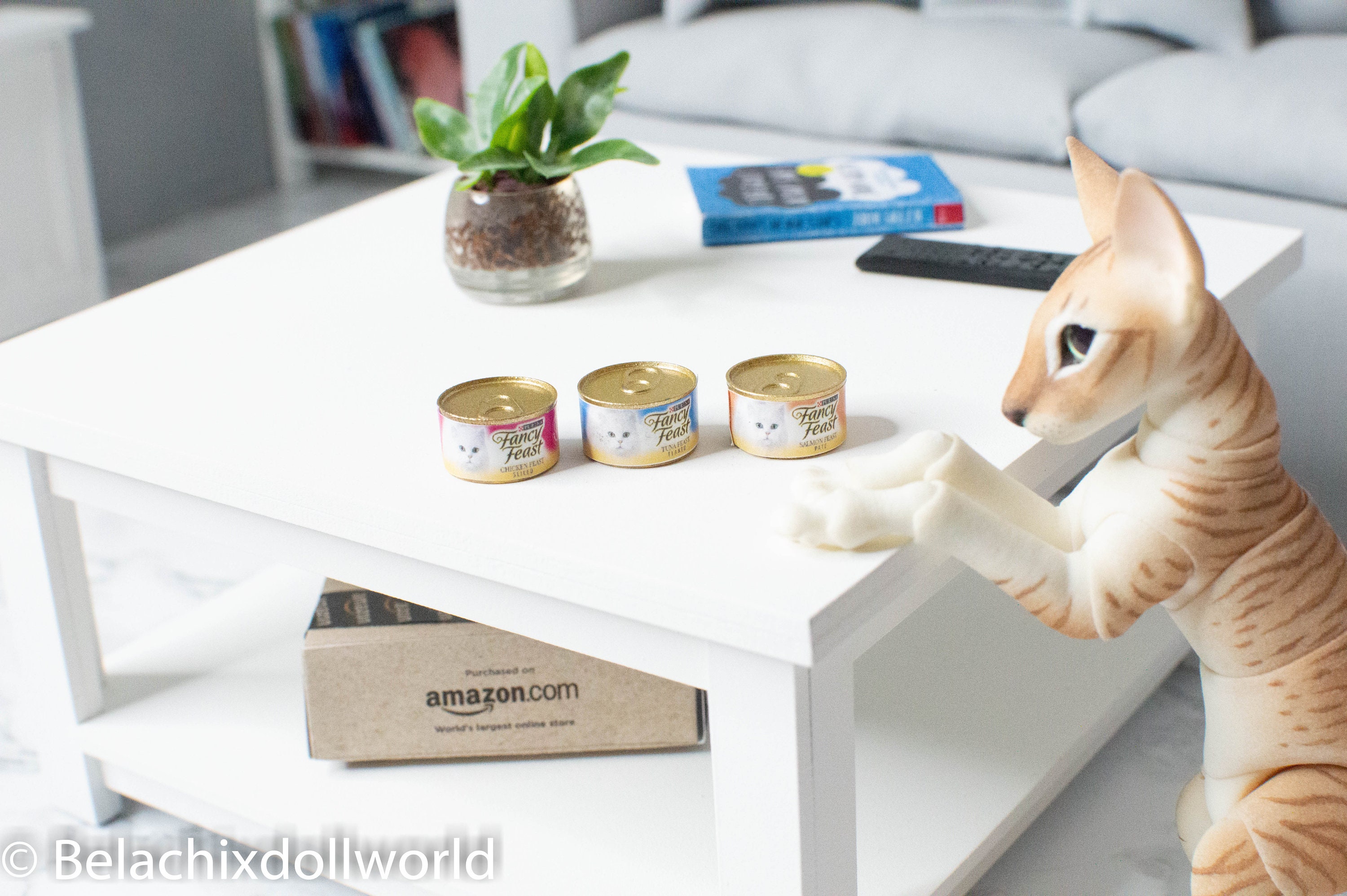 1:4 or 1/6, Miniature Cat Food Cans, Set of 3, BJD Cat Accessories ...