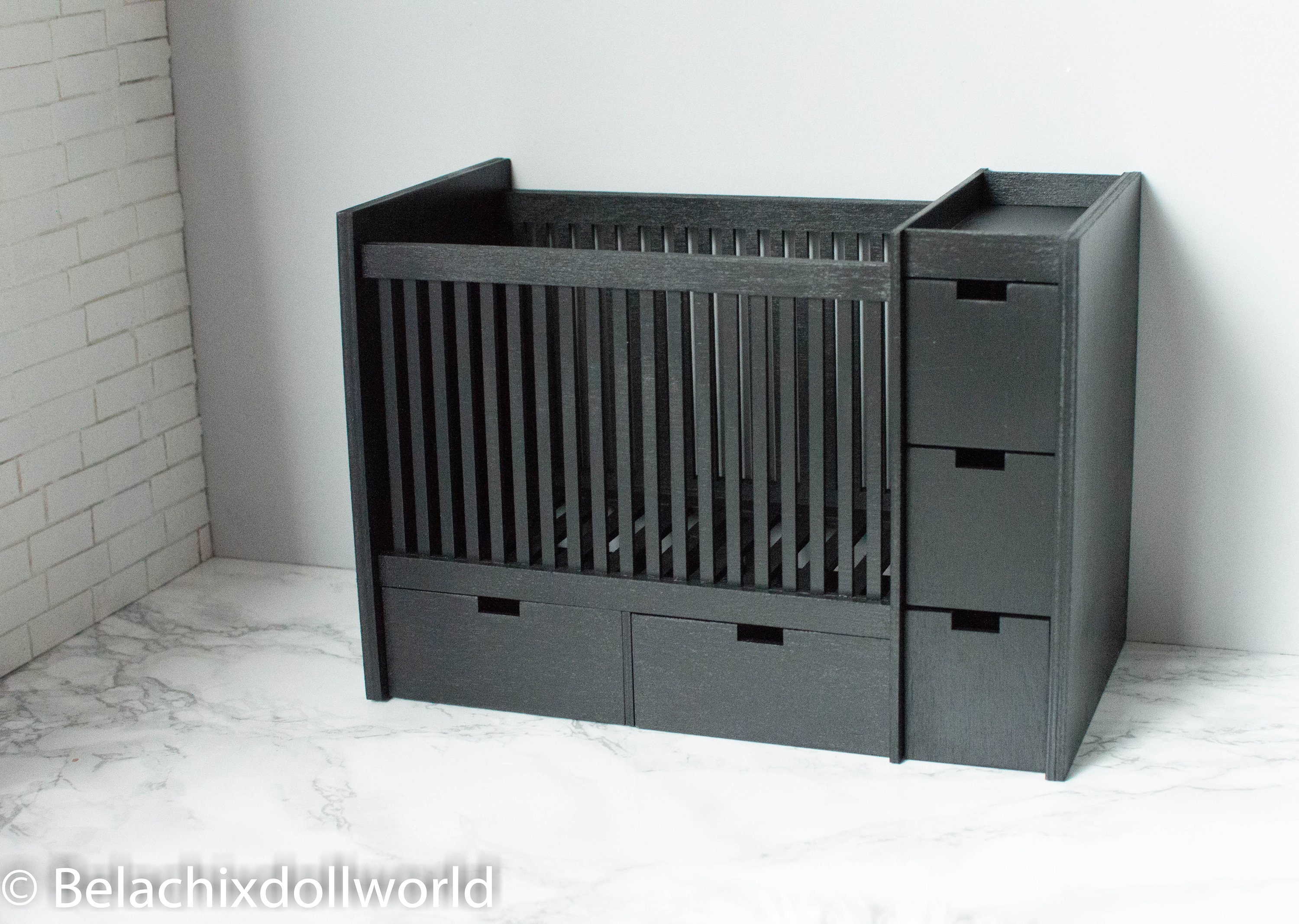 Miniature Baby Crib, 1/4 & 1/6, Miniature Crib, Miniature Baby
