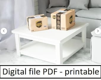 1/4, (works also in 1/6) miniature shipping box, dollhouse printable,  dollhouse shipping box,  dollhouse miniature, digital PDF file