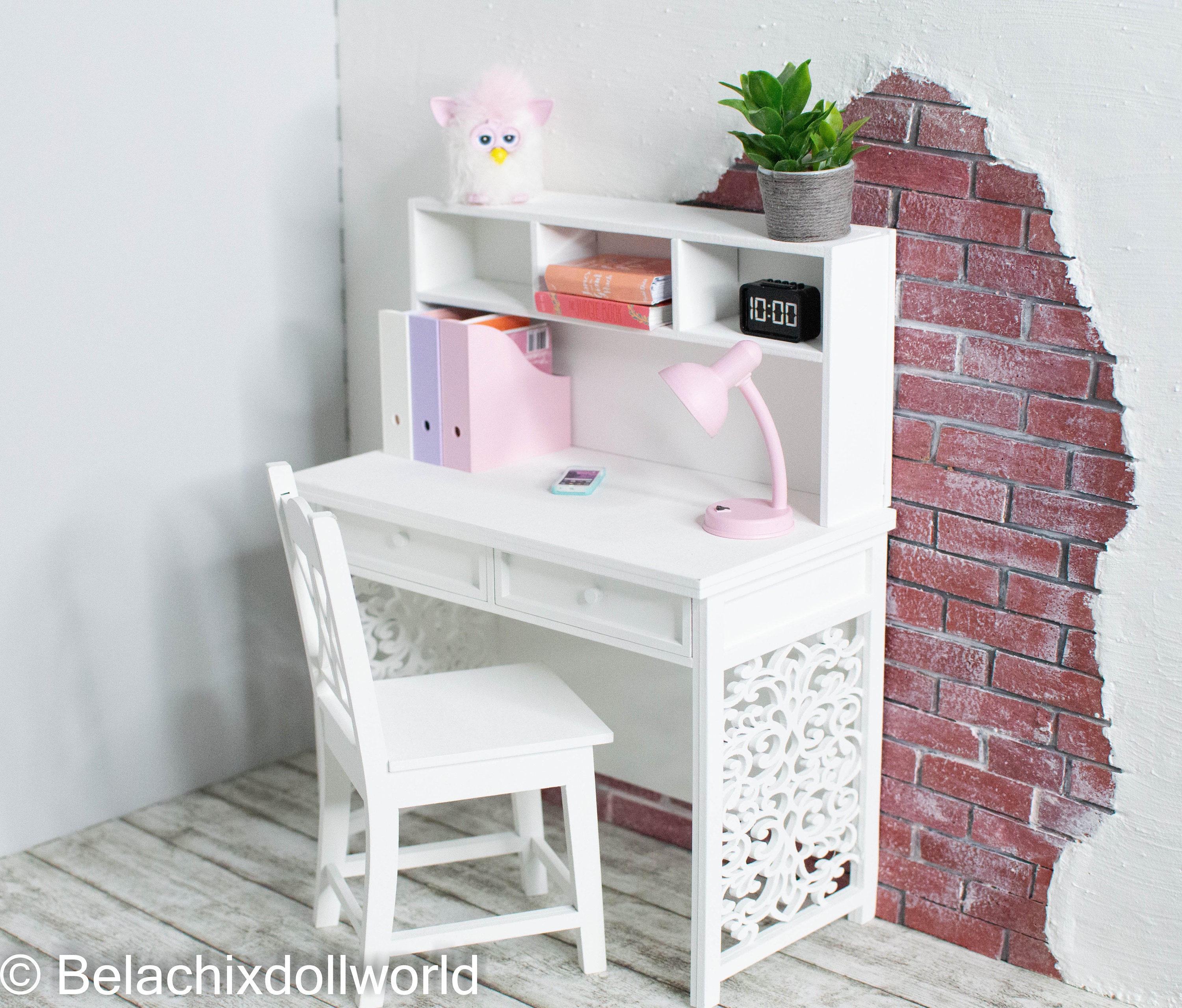 1/6 miniature desk and chair dollhouse desk 1/6 Blythe Etsy