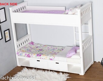 Ausi – Lit Superposé Miniature En Bois, Blanc, échelle 1:12, Pour Maison De Poupée Et Photo