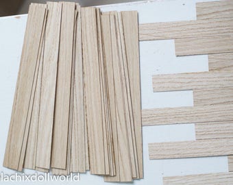 Dollhouse flooring, 10pc 1cm x 10cm, 1/12 scale, OAK,  dollhouse wood floor, miniature dollhouse wood flooring, veneer