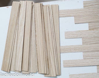 Plancher de maison de poupée, 10pc 1cm x 10cm, échelle de 1/12, OAK, plancher en bois de maison de poupée, plancher miniature de bois de maison de poupée, placage