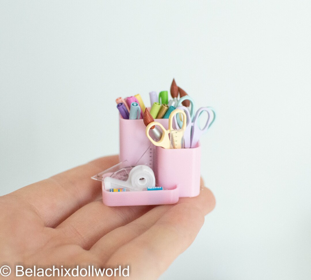 1/4, 1/6 Miniature Desk Organizer, Dollhouse Pencil Holder, Miniature