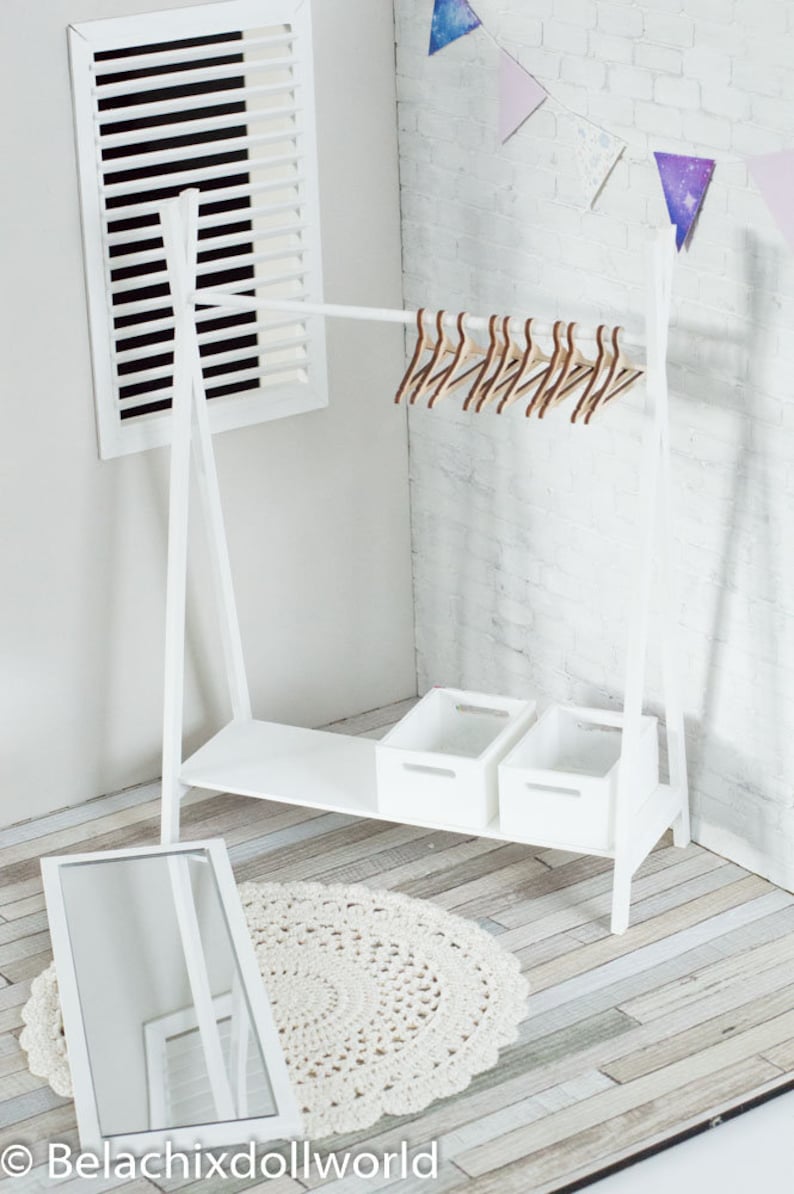 Miniature clothing rack doll wardrobe 10 hangers BJD MSD Etsy