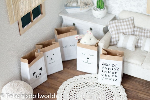 Miniature kraft bag, kraft bag, paper bag, Dollhouse accessories, doll furniture, BJD,  diorama accessories