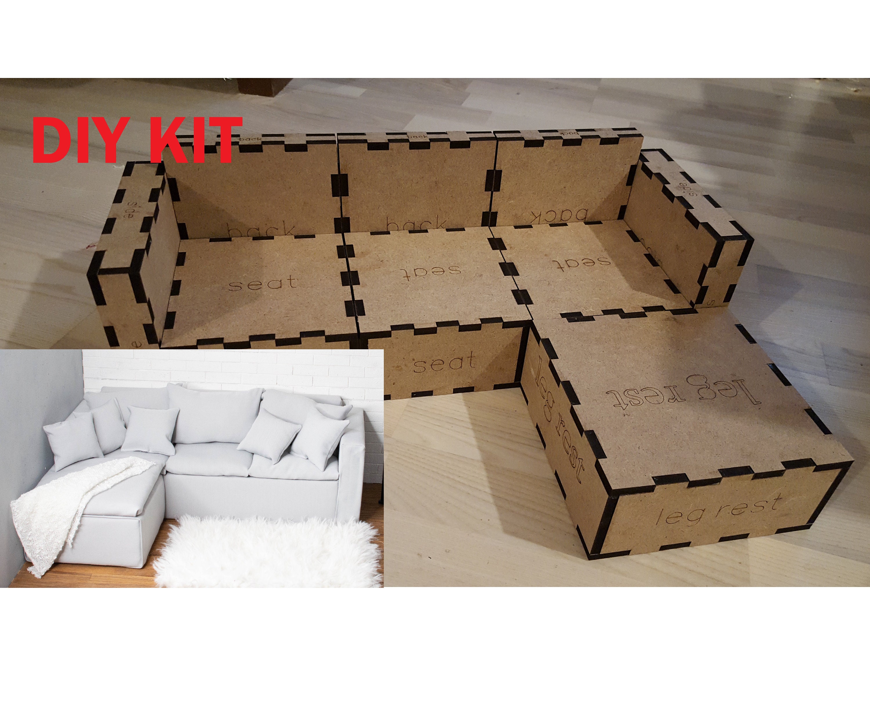 Minifee, MNF, Diorama, MSD, BJD, 1/4 Couch Couch, große Puppenhaus Größe, Diy Raumbox, Möbel, Miniatur