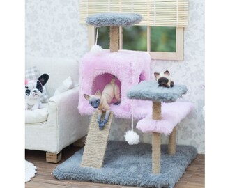 Miniature cat climbing tree, bjd cat, Doll cat, BJD pet, miniature pet, cat tree climbing scratching post, diorama accessories
