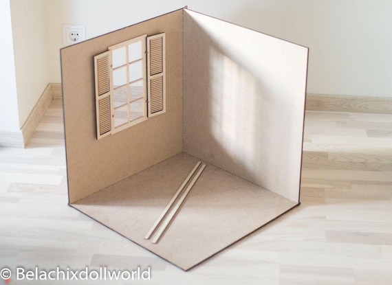 Diy doll diorama, Unfinished 1/4 roombox, shutter window, diy dolldiorama, doll diorama, miniature , KIT, Diy,  BJD, MSD, minifee, dollhouse