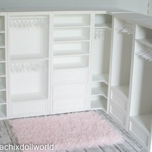 1/6 Miniatur begehbarer Kleiderschrank, minimalistischer Puppenkleiderschrank, BJD, MSD, Puppenmöbel, Diorama, Roombox Puppenhaus Bild 9