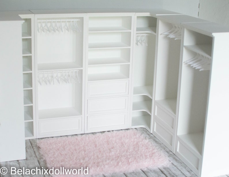 1/6 Miniatur begehbarer Kleiderschrank, minimalistischer Puppenkleiderschrank, BJD, MSD, Puppenmöbel, Diorama, Roombox Puppenhaus Bild 9