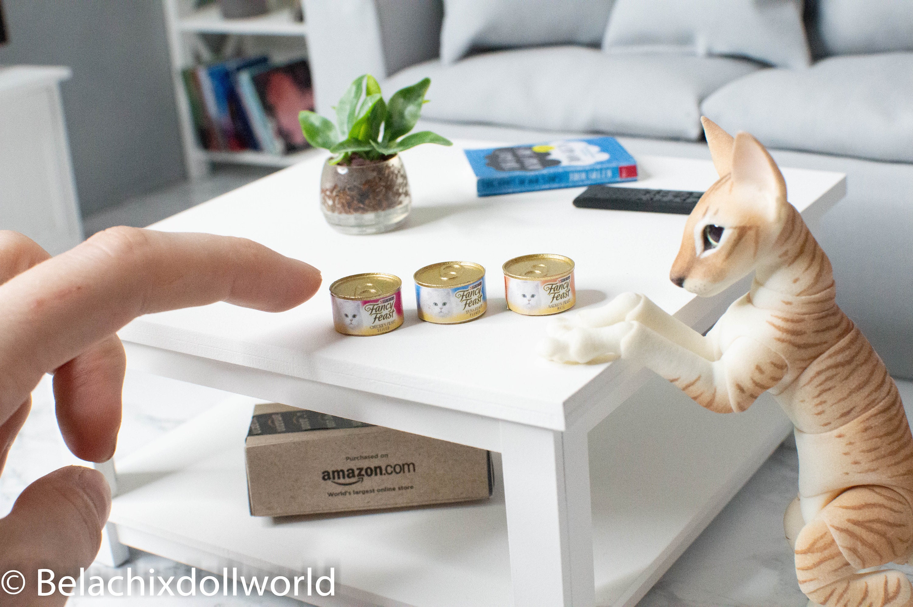 1:4 or 1/6, Miniature Cat Food Cans, Set of 3, BJD Cat Accessories ...