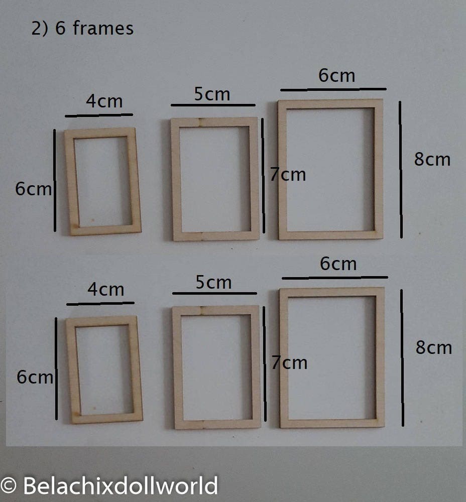1 Stück Miniatur Bilderrahmen Fotorahmen aus Holz für 1:12 Puppenstuben 