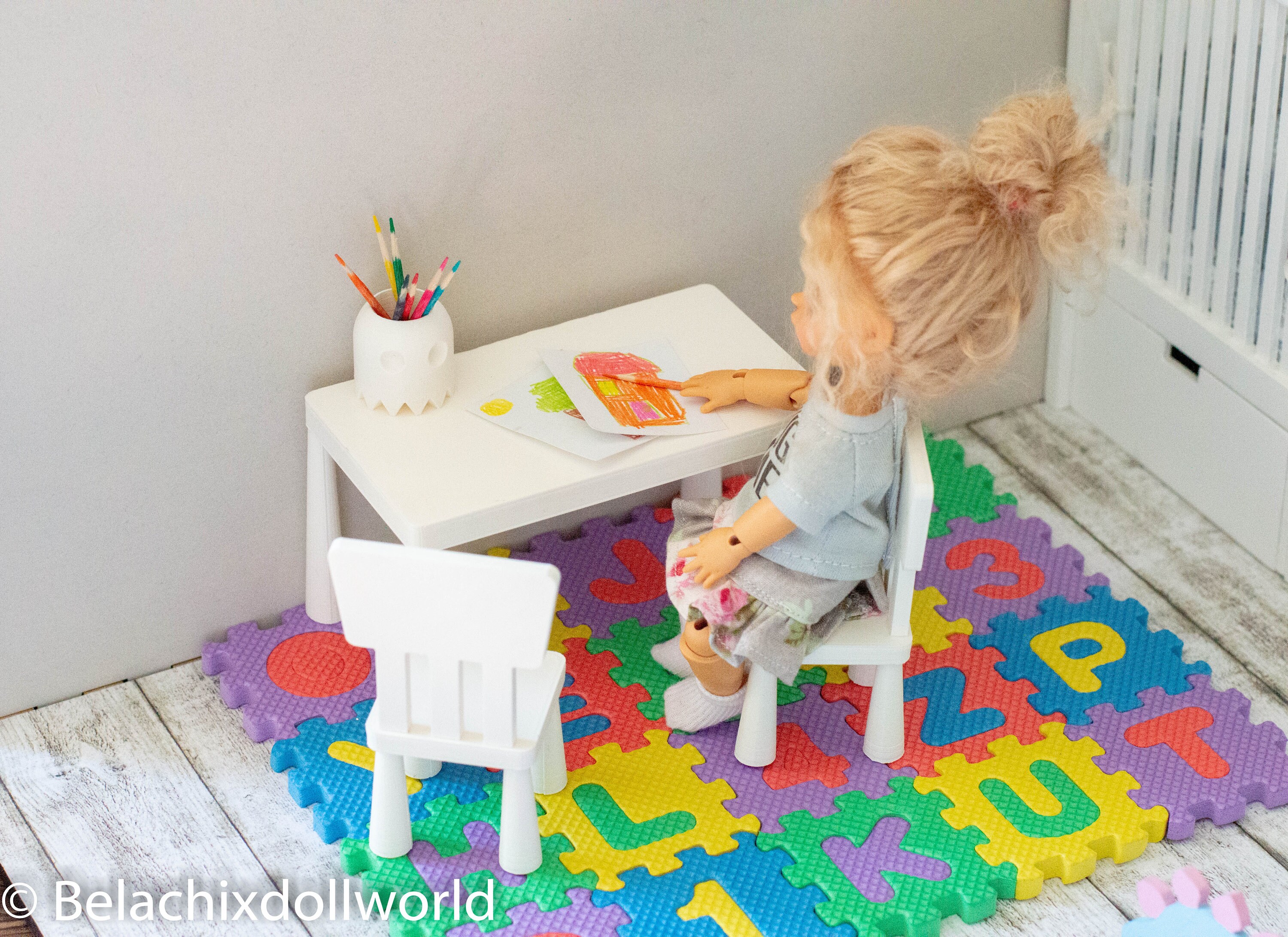 1 8 Miniature Mammut Table and Chairs mammut Dollhouse Nursery Miniature Nursery BJD Lati Yellow Furniture Diorama Roombox Etsy Ireland