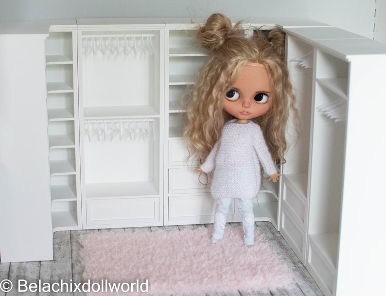 1/6 Miniatur begehbarer Kleiderschrank, minimalistischer Puppenkleiderschrank, BJD, MSD, Puppenmöbel, Diorama, Roombox Puppenhaus Bild 5