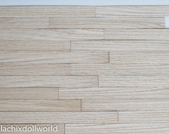 Dollhouse floor, 10pc 2cm x 20cm , 1/4 or 1/6 scale, OAK, miniature flooring, wood floor, miniature dollhouse wood flooring, veneer