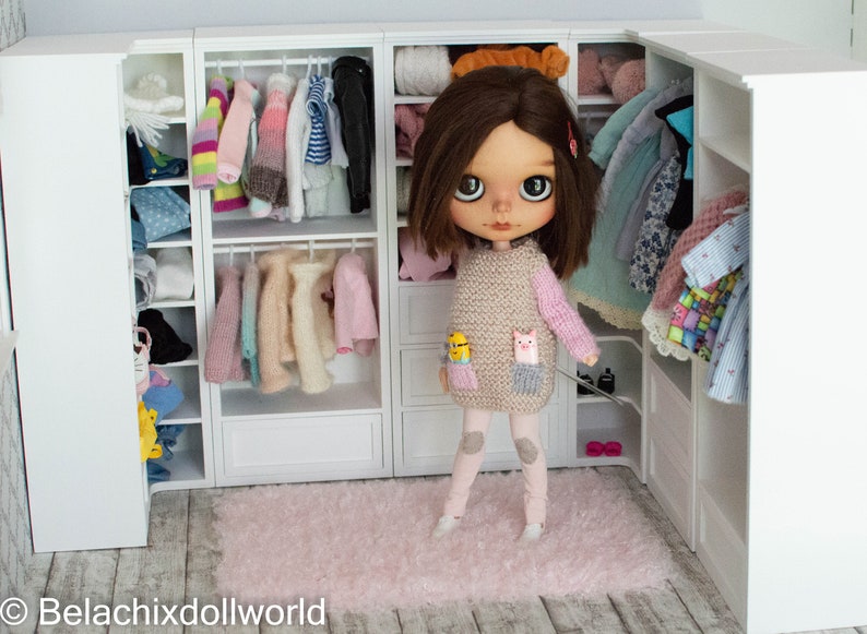 1/6 Miniatur begehbarer Kleiderschrank, minimalistischer Puppenkleiderschrank, BJD, MSD, Puppenmöbel, Diorama, Roombox Puppenhaus Bild 10