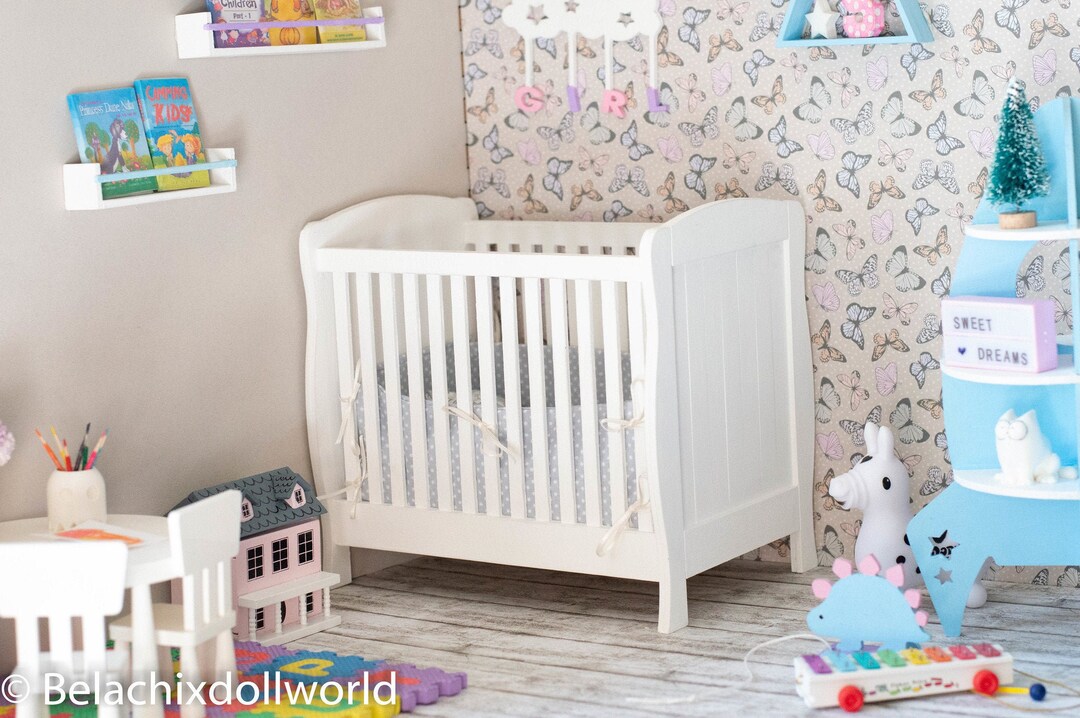 Miniature Baby Bed, 1/4 or 1/6, Miniature Crib, Miniature Baby