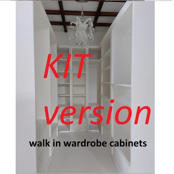 KIT/unglued 1/4 miniature walk in wardrobe, minimalistic doll wardrobe, BJD, MSD, doll furniture, diorama, roombox dollhouse
