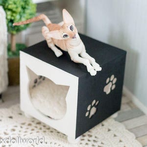 1:4 ou 1/6, cachette pour chat, poupée chat, animal de compagnie bjd, BJD, chat 6 cm, arbre à chat, cachette pour chat, nid pour chat, accessoires pour chat