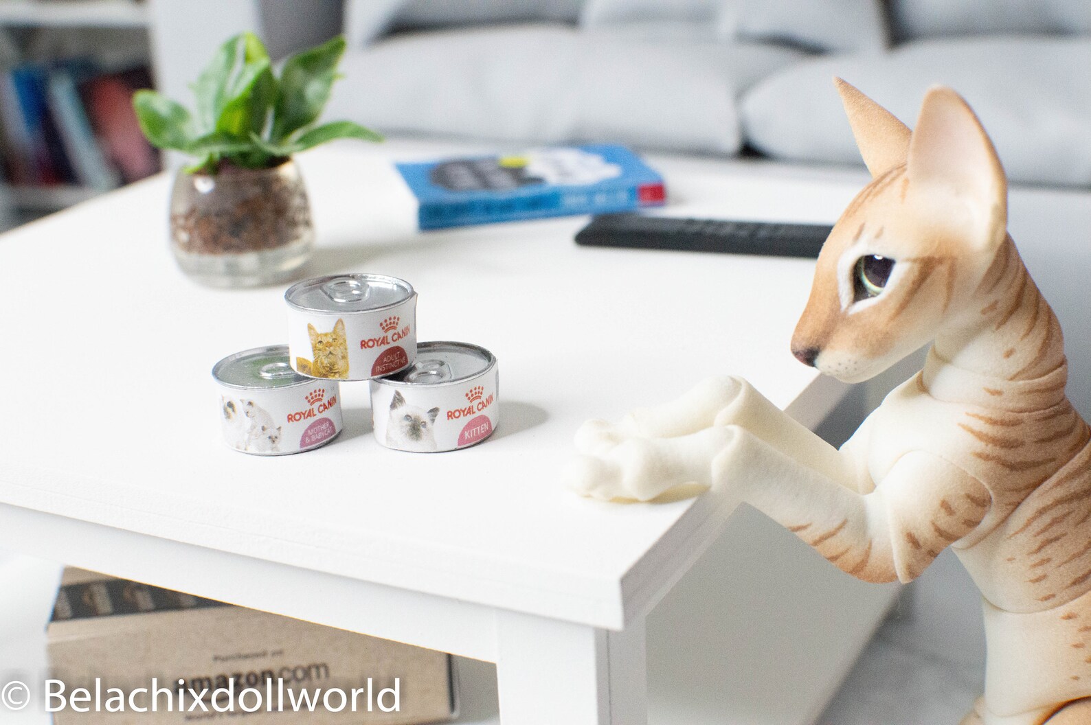 1:4 or 1/6, Miniature Cat Food Cans, Set of 3, BJD Cat Accessories ...