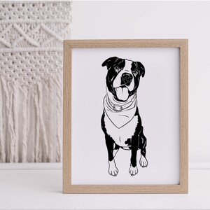 CUSTOM Full Body Modern Pet Portrait Design Fee | Boho Digital Pet Portrait | Personalized Pet Portrait | Minimalist Pet Art | Black White