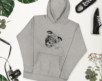 Bluza z kapturem z portretem zwierzaka | Spersonalizowana bluza ze zwierzakiem | Koszulka z portretem zwierzaka | Spersonalizowana koszulka ze zwierzakiem | Bluza z kapturem dla mamy psa | Bluza z kapturem dla taty psa