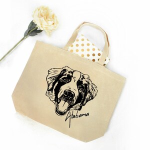 Custom Pet Portrait Tote | Dog Mom Tote | Personalized Reusable Shopping Bag | Eco Friendly Tote Bag | Large Organic Tote Bag