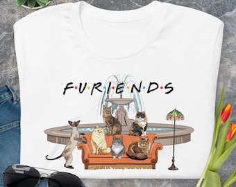 Furiends Cats T-Shirt | Friends Fan Art | Cats of Friends | Friends T-Shirt | Gift For Cat Lover | Short-Sleeve Unisex T-Shirt