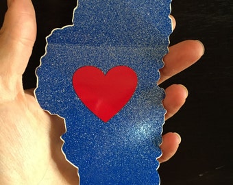 Lovin Lake Tahoe Sticker - Original Design - Heart inside Tahoe - Glitter - weatherproof