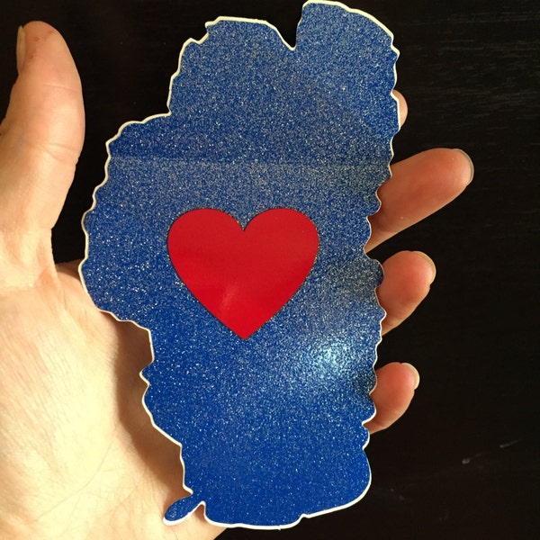 Lovin Lake Tahoe Sticker - Original Design - Heart inside Tahoe - Glitter - weatherproof