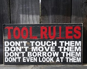 Tool Rules Father Dad Garage Shop Shed Wall Sign Decoration