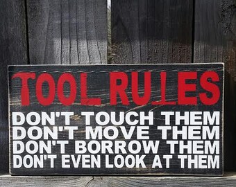 Tool Rules Father Dad Garage Shop Shed Wall Sign Decoration