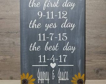 Our Love Story - Sunflower Wedding Sign - Wedding Decor - The First Day - The Best Day - The Yes Day - Wedding Date Sign - Sign For Wedding