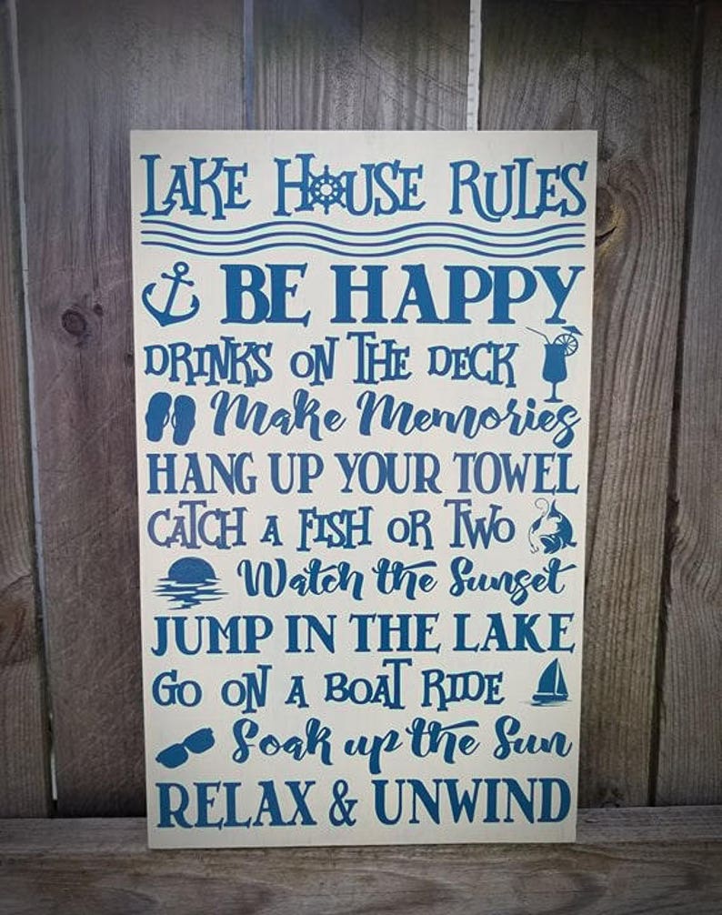 Lake Sign Lake House Rules Sign Pool Sign Beach Sign Etsy
