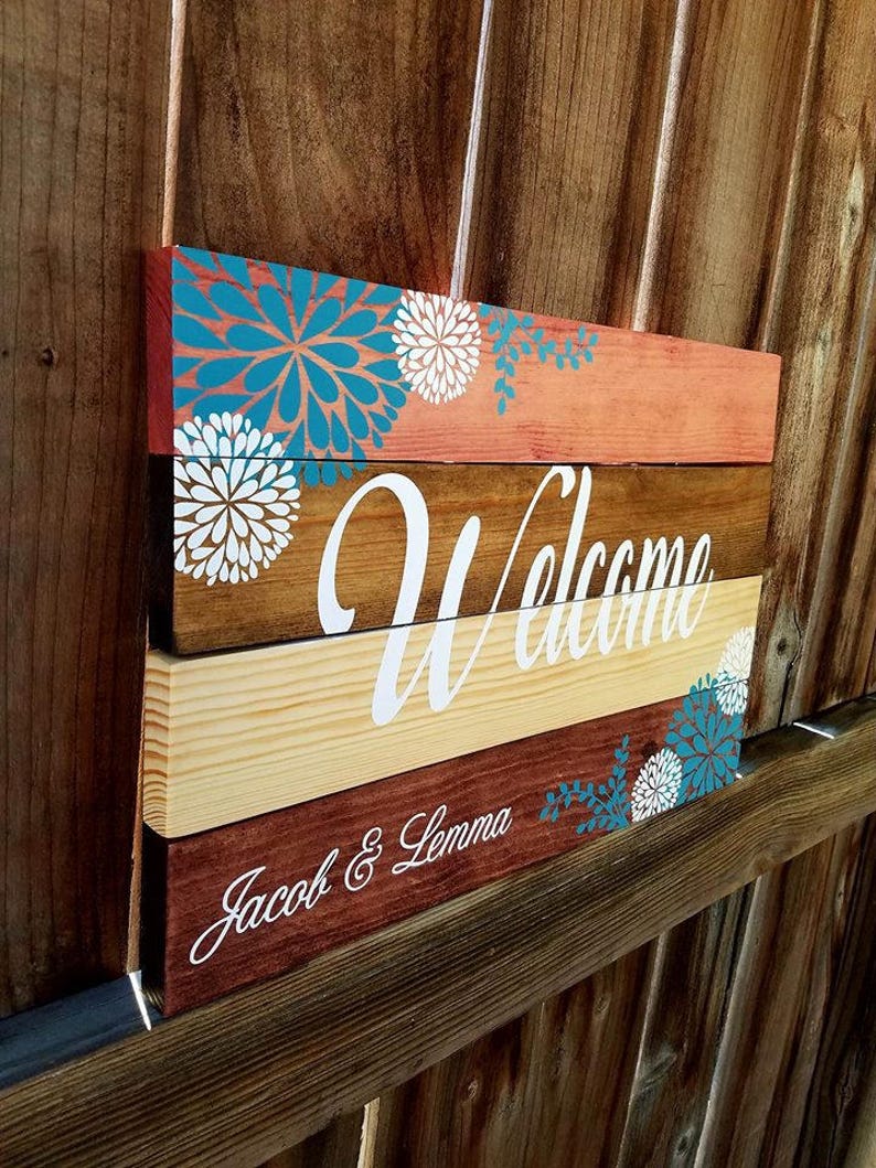 Welcome Sign Pallet Sign Stained Sign Flowers Pallet | Etsy