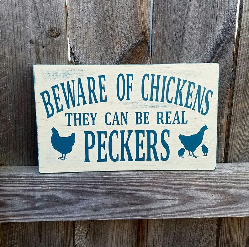 Poulet Coop Signe Ferme Decor Poulet Signe Poulailler Méfiez Vous Des Poulets Décoration Murale De Ferme Ferme Signe