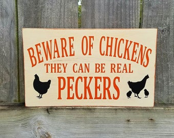 Chicken Coop Sign - Farmhouse Decor - Chicken Sign - Chicken Coop - Beware Of Chickens - Farmhouse Wall Decor - Farmhouse Sign