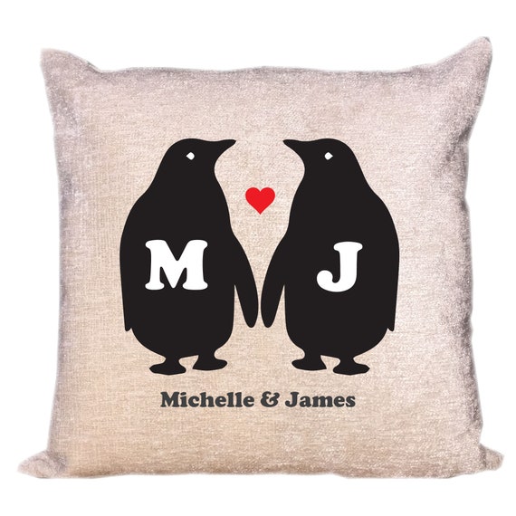 Penguin Colony Family Tree Luxury Personalised  Chenille Cushion Cover Gift Idea