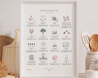 Modern Jewish Holiday Planner 2024-2027 Judaica Wall Art Jewish Holidays  At-a-glance Modern Jewish Calendar Digital Download - Etsy Norway