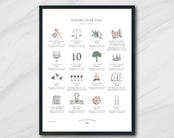 Jewish Wall Calendar Judaica Art Hebrew Gift
