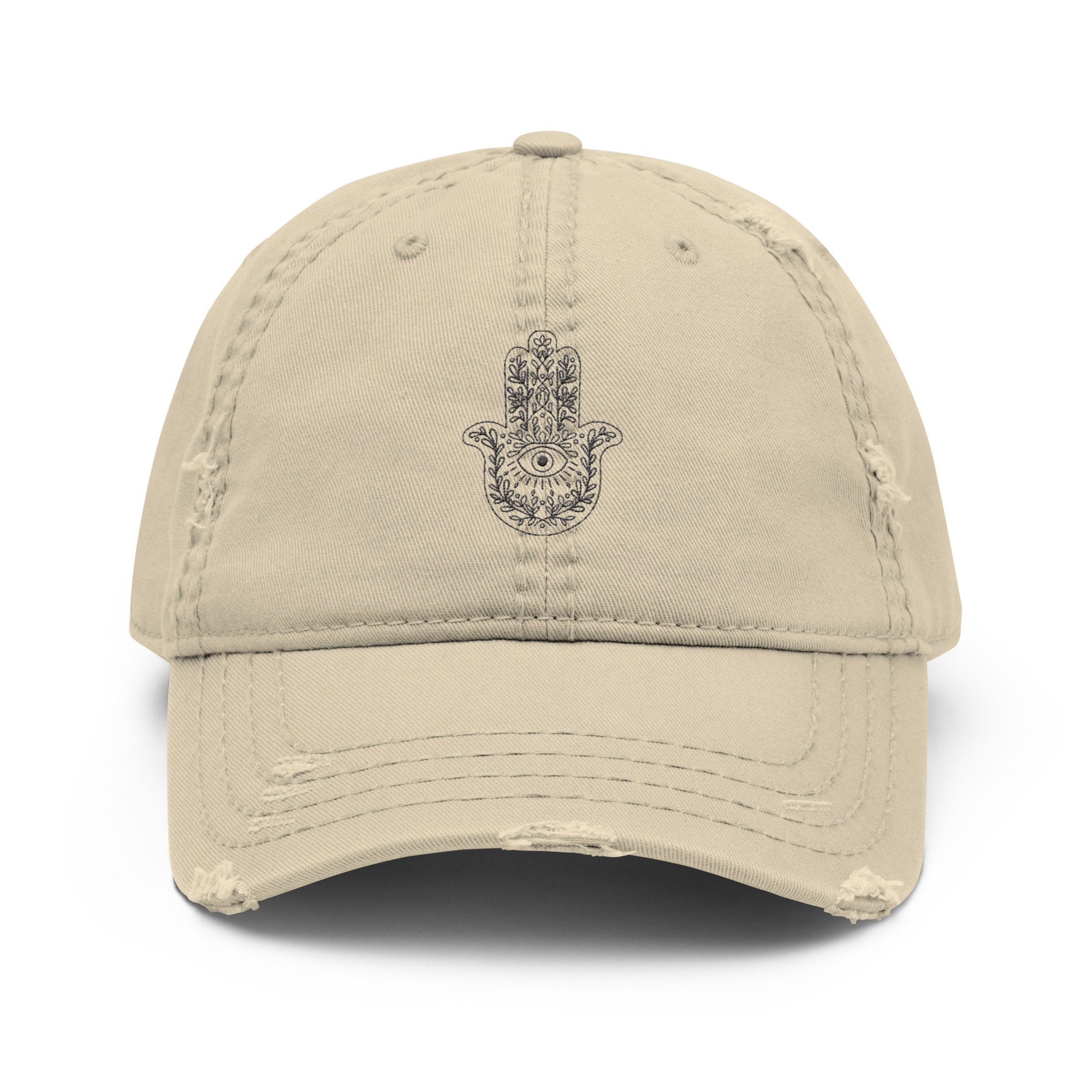 Embroidered Hamsa Hand Distressed Dad Hat: Lucky Symbol - Etsy display picture 1