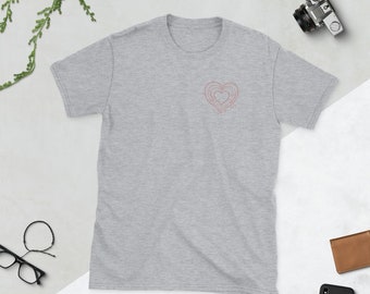 Short-Sleeve Unisex T-Shirt with Heart Symbol | Loyalty Love Ahavah Shirt | Ahava Love Sign - Hebrew Love Sign Shirt